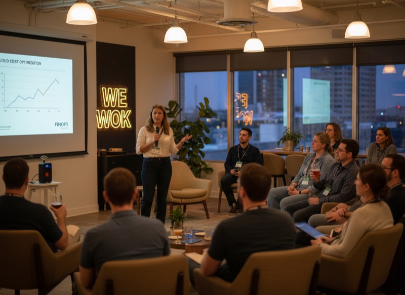 A FinOps community meetup in a co-working space
